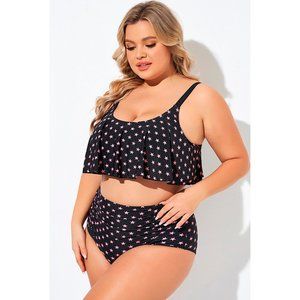NWOT Star Pattern Ruffle Women Bikini Top